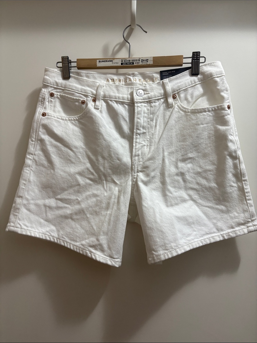 American Eagle Outfitters White Denim High-Rise Shorts